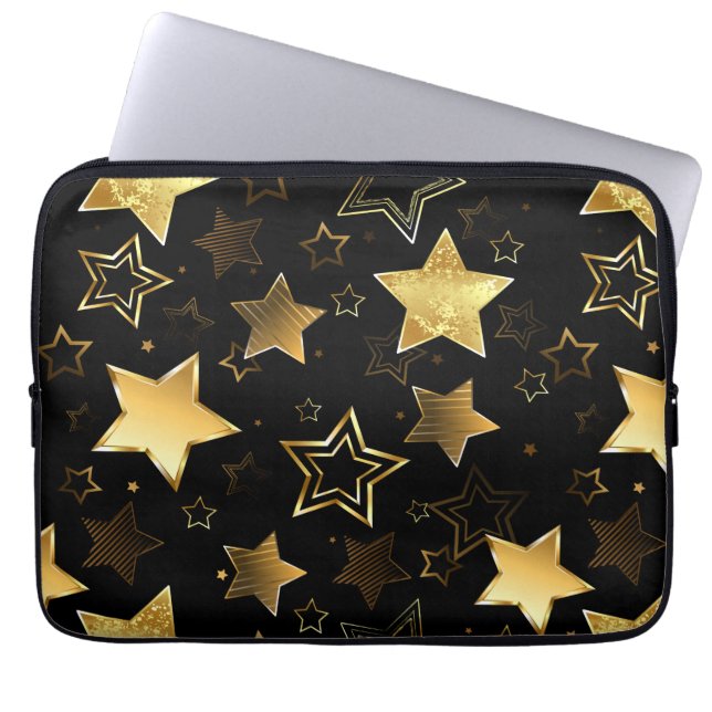 Sömlös mönster med Golden Stars Laptop Fodral (Framsidan)