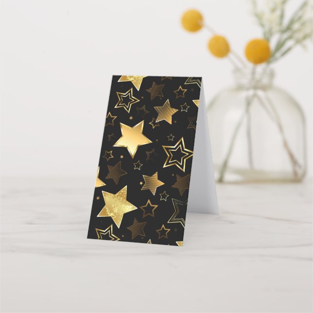 Sömlös mönster med Golden Stars Lojalitetskort (Baksida)