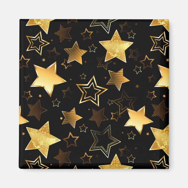 Sömlös mönster med Golden Stars Magnet (Framsidan)