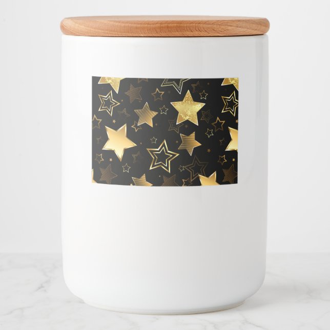 Sömlös mönster med Golden Stars Mat Etiketter (Framsida)