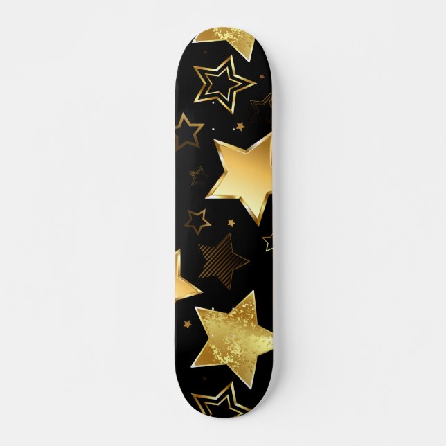 Sömlös mönster med Golden Stars Mini Skateboard Bräda 18,5 Cm (Framsida)