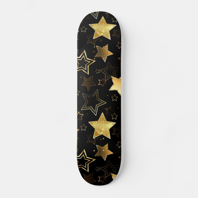 Sömlös mönster med Golden Stars Mini Skateboard Bräda 18,5 Cm (Framsida)