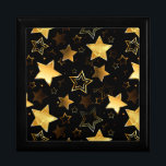 Sömlös mönster med Golden Stars Minnesask<br><div class="desc">Sömlös med Golden Stars på svart bakgrund. Guld stjärna.</div>