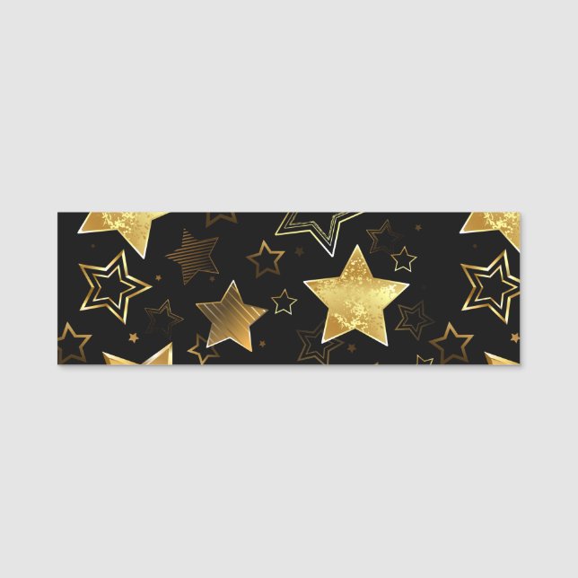 Sömlös mönster med Golden Stars Namnbricka (Framsida)