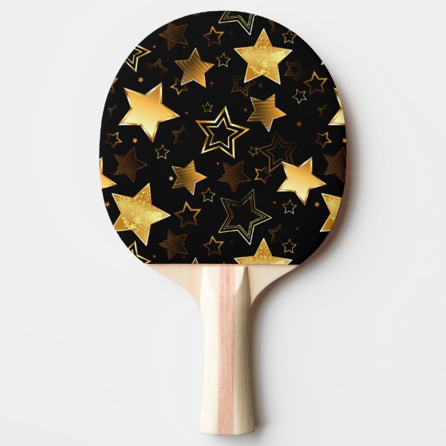 Sömlös mönster med Golden Stars Pingisracket (Framsidan)
