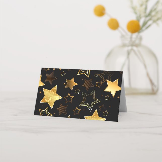 Sömlös mönster med Golden Stars Placeringskort (Framsida)