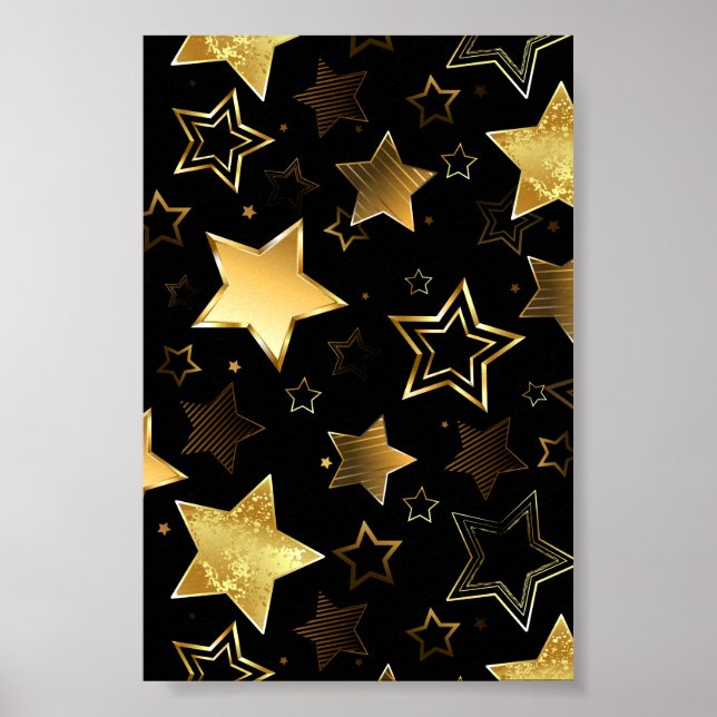 Sömlös mönster med Golden Stars Poster (Framsidan)