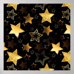 Sömlös mönster med Golden Stars Poster