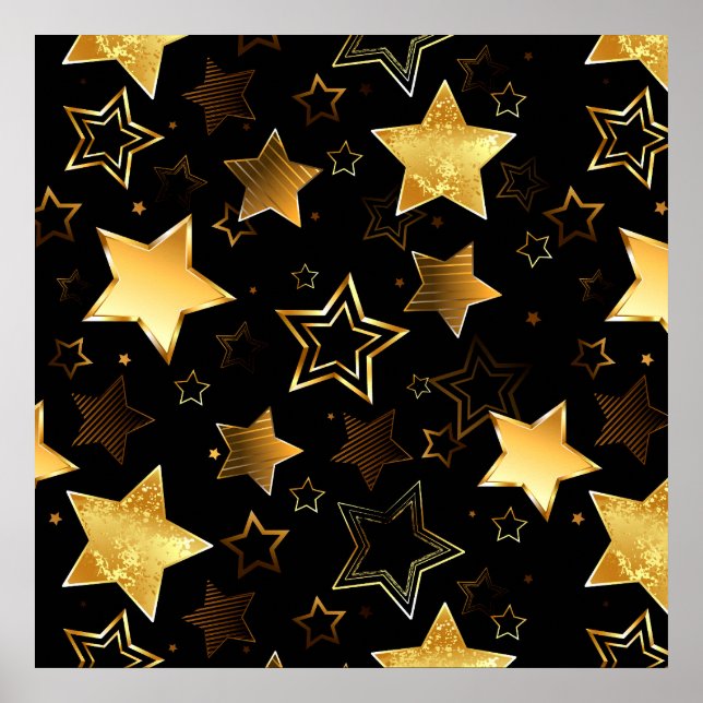 Sömlös mönster med Golden Stars Poster (Framsidan)