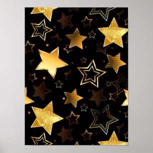 Sömlös mönster med Golden Stars Poster