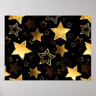Sömlös mönster med Golden Stars Poster