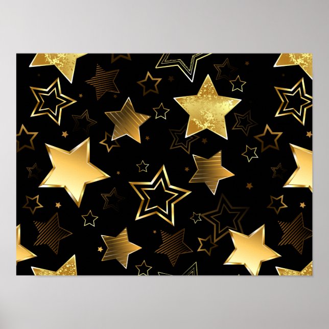 Sömlös mönster med Golden Stars Poster (Framsidan)