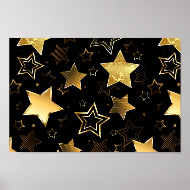 Sömlös mönster med Golden Stars Poster (Framsidan)