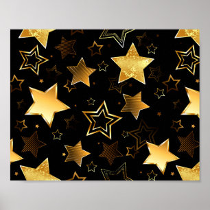 Sömlös mönster med Golden Stars Poster