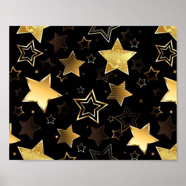 Sömlös mönster med Golden Stars Poster (Framsidan)