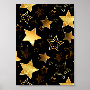 Sömlös mönster med Golden Stars Poster