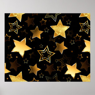 Sömlös mönster med Golden Stars Poster