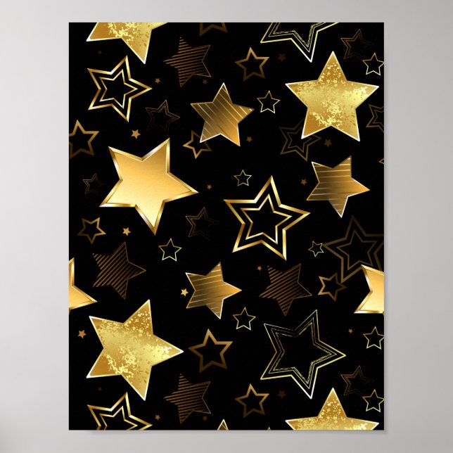 Sömlös mönster med Golden Stars Poster (Framsidan)