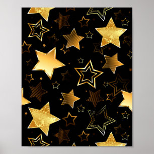 Sömlös mönster med Golden Stars Poster