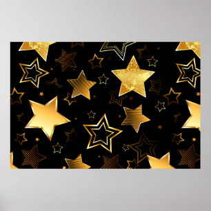Sömlös mönster med Golden Stars Poster