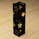 Sömlös mönster med Golden Stars Presentask För Vinflaska<br><div class="desc">Sömlös med Golden Stars på svart bakgrund. Guld stjärna.</div>