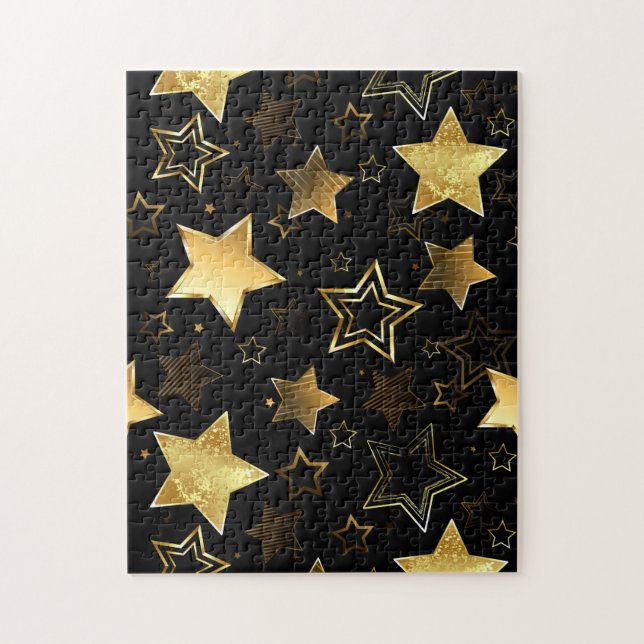 Sömlös mönster med Golden Stars Pussel (Vertikal)