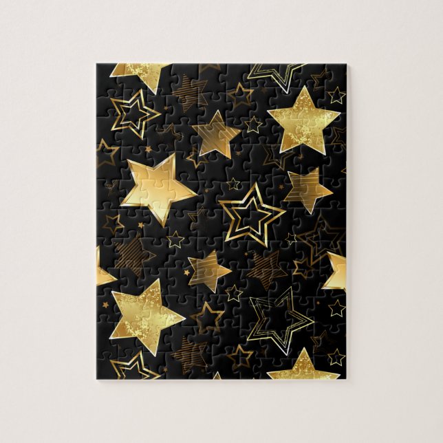 Sömlös mönster med Golden Stars Pussel (Vertikal)