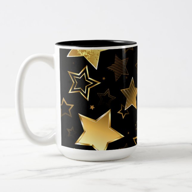 Sömlös mönster med Golden Stars Två-Tonad Mugg (Vänster)
