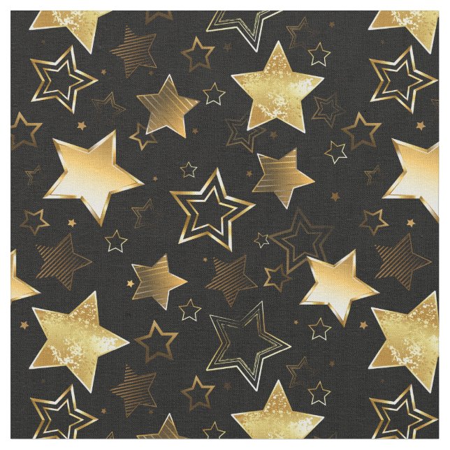Sömlös mönster med Golden Stars Tyg (Närbild)