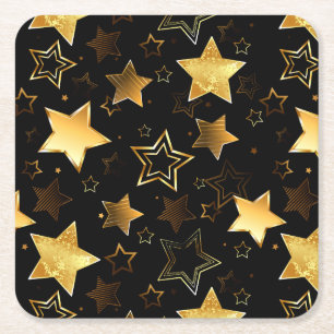 Sömlös mönster med Golden Stars Underlägg Papper Kvadrat