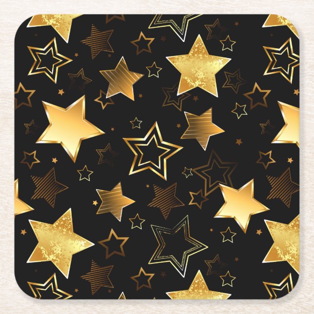 Sömlös mönster med Golden Stars Underlägg Papper Kvadrat (Framsidan)