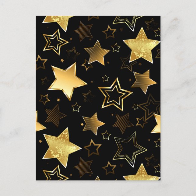 Sömlös mönster med Golden Stars Vykort (Framsida)