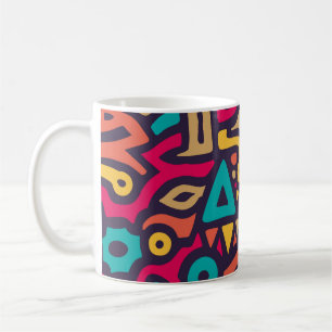 Sömlös Mönster med Graffiti Curve Shapes. Blanda o Kaffemugg