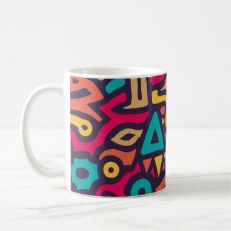 Sömlös Mönster med Graffiti Curve Shapes. Blanda o Kaffemugg