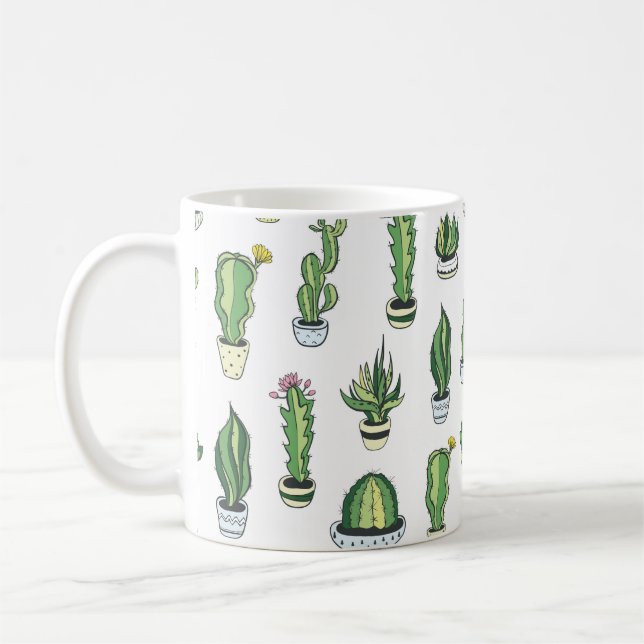 Sömlös mönster med grönt och suckutslag  kaffemugg (Vänster)