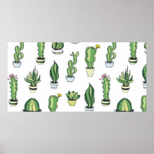 Sömlös mönster med grönt och suckutslag poster