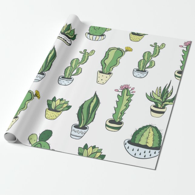 Sömlös mönster med grönt och suckutslag  presentpapper (Utrullad)