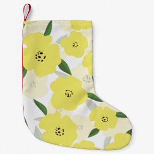 Sömlös mönster med gula blommor backgr liten julstrumpa