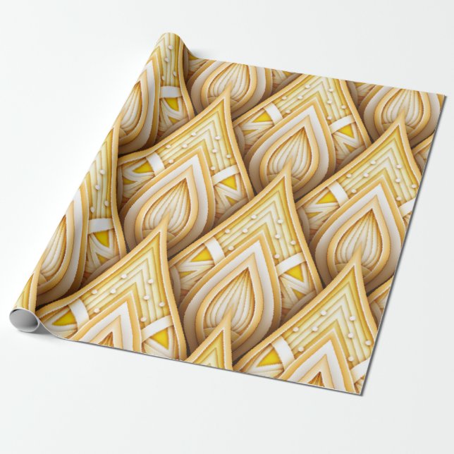 Sömlös Mönster med Guld Ethnic Motifs. ändlös  Presentpapper (Utrullad)