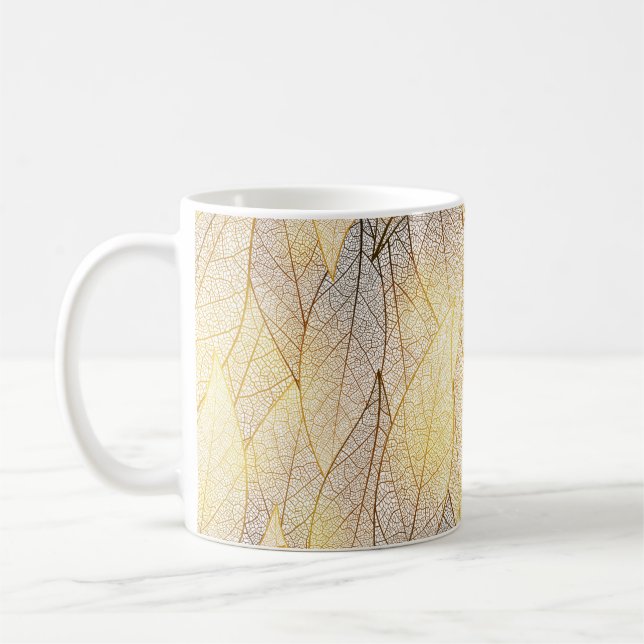 Sömlös mönster med guld löv kaffemugg (Vänster)