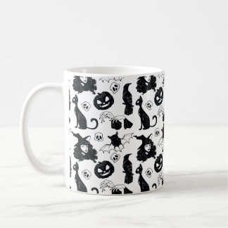Sömlös mönster med Halloween söt hand plockade el Kaffemugg