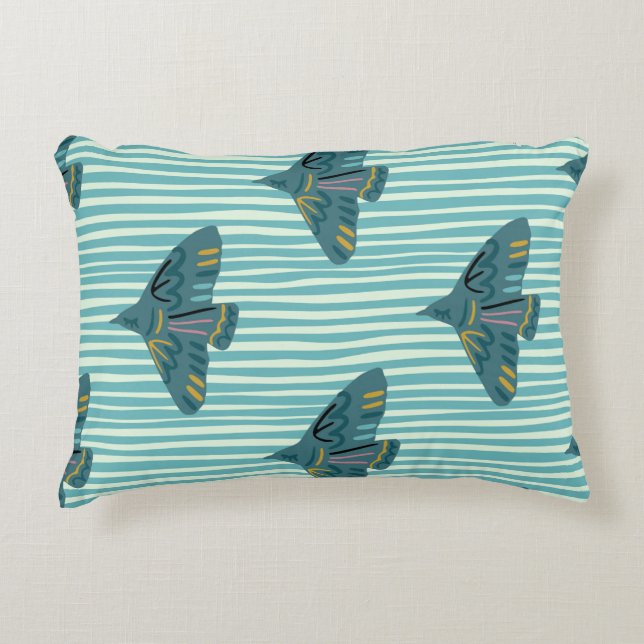 Sömlös mönster med hand plockade fågelsil prydnadskudde (Framsidan)