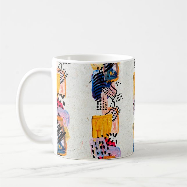 Sömlös mönster med hand plockade-färgstreck. Ar Kaffemugg (Vänster)