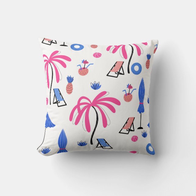Sömlös mönster med handflatan träd ananas coconu kudde (Framsida)