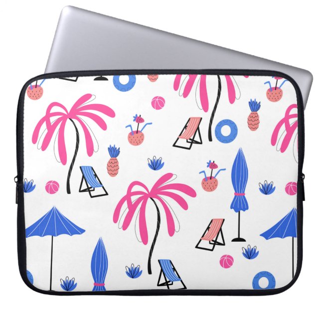 Sömlös mönster med handflatan träd ananas coconu laptop fodral (Framsidan)