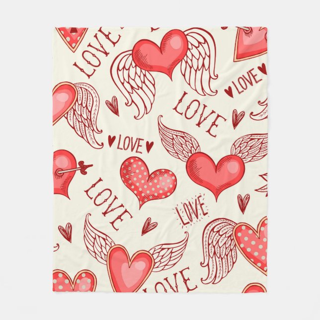Sömlös mönster med hjärtan. Lycklig Valentines Da Fleecefilt (Framsidan)