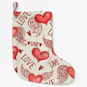 Sömlös mönster med hjärtan. Lycklig Valentines Liten Julstrumpa