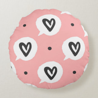 Sömlös mönster med hjärtan. rund kudde