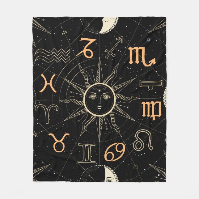 Sömlös mönster med Horoscope-cirkeln med Zo Fleecefilt (Framsidan)