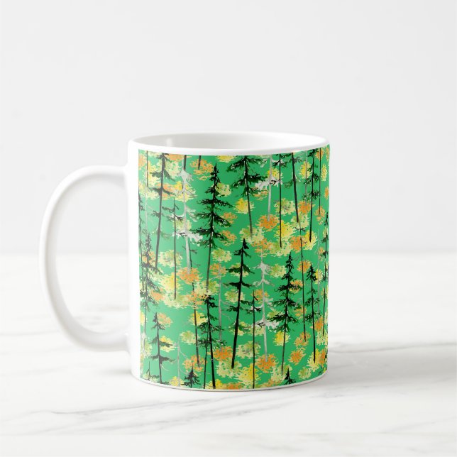 Sömlös mönster med höstskog kaffemugg (Vänster)